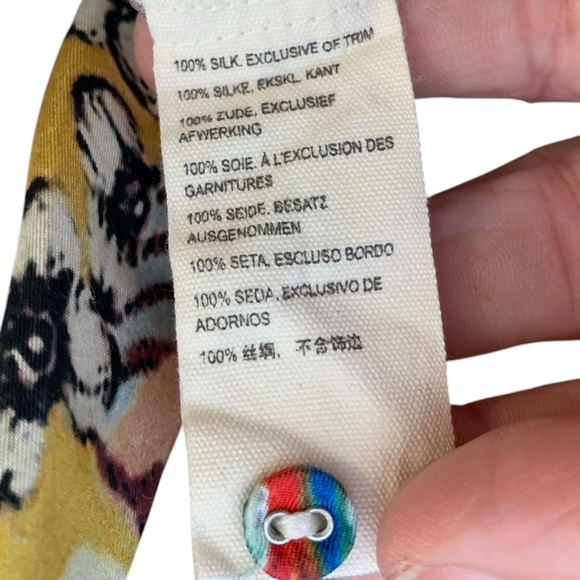 Johnny Was Silk Artsy Button Up Colorful Floral Tunic Size PS Asian Art To Wear - Picture 11 of 11